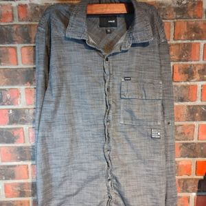 Mens Hurley Button Up Long Sleeve Dress Shirt.